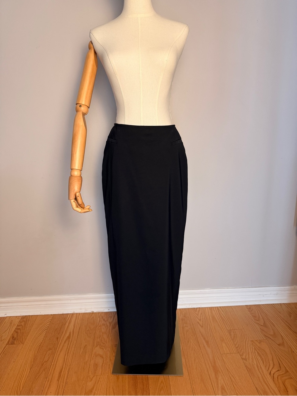 VTG Mexx Black High-Waisted Column Maxi Skirt